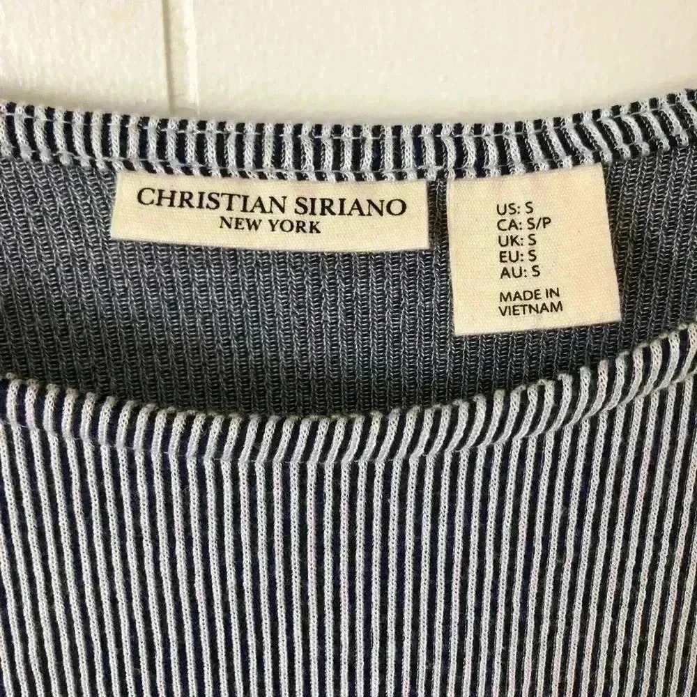Christian Siriano Women's Striped Sleeveless Navy Blue & White Top Blouse Size S - Picture 2 of 6